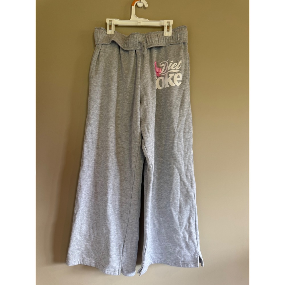 Coca Cola Diet Coke Wide Leg Sweatpants Gray Pink Bow Coquette Loungewear Large